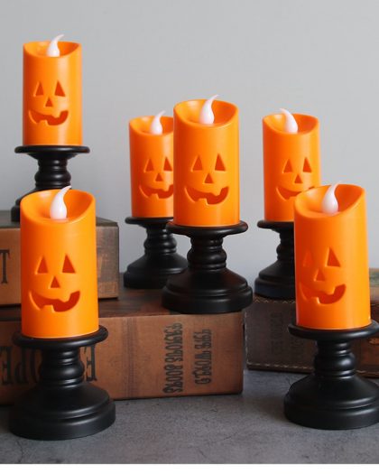 3PCS Halloween Pumpkin LED Lights Candlestick Lamp